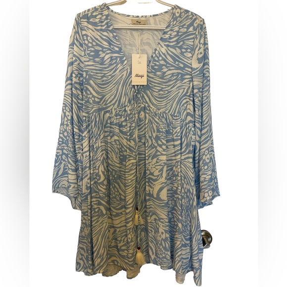 NWT Maaji white and blue boho tunic or coverup size L - Picture 14 of 14